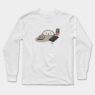 Cute seal working from home Long Sleeve T-Shirt